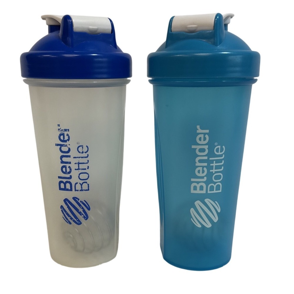 Blender Bottle Set with‎ Metal Blender Spring Included in Both Set/2 Blue 20 Oz